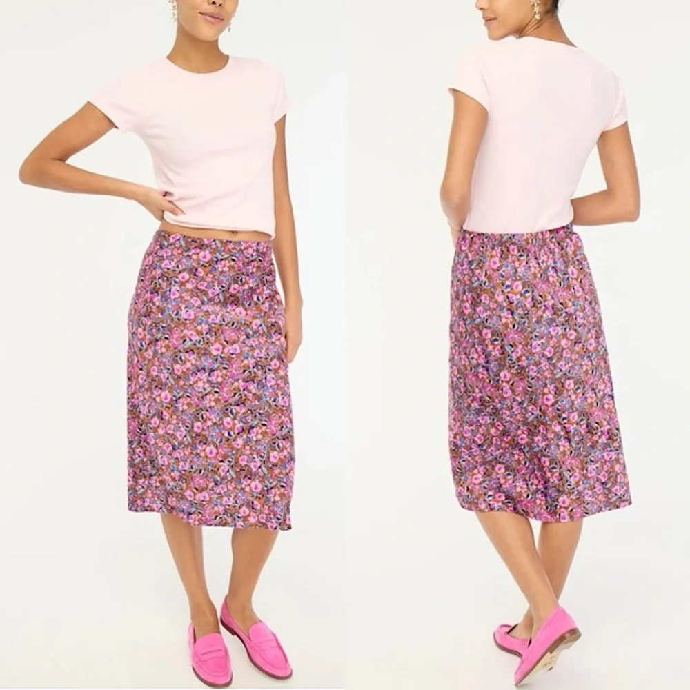 J.Crew Slip Skirt in Warm Chicory Pressed Dahlia NWT